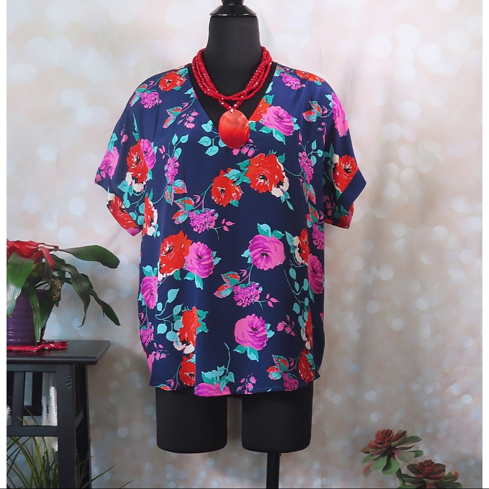 Ella Moss Floral Silk Blouse Small
